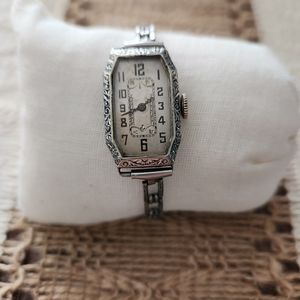 Vintage Blancpain 14k Platinum Rare 1920s Rectangle Face Antique